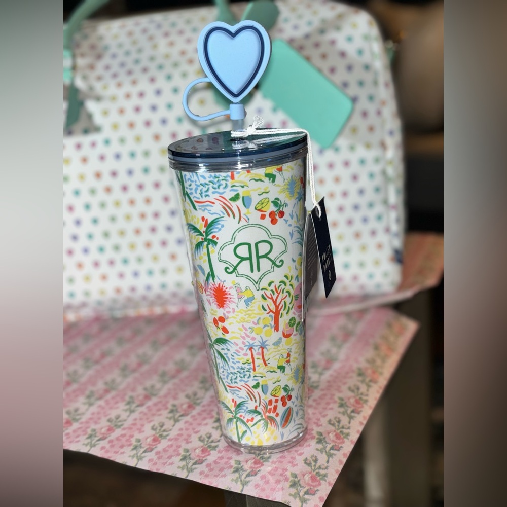 Roller rabbit 24oz tumbler set vacation tritan cup blue